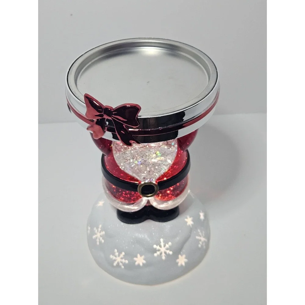 Bath & Body Works 2022 Santa Claus Light Up Water Globe 3 Wick Candle Holder